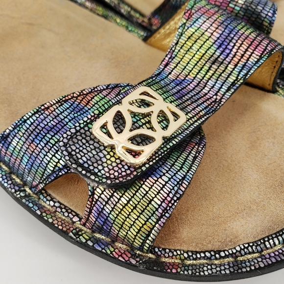 ALEGRIA Vienna Shine On Sandals 38 Multi-Colored Leather Rocker Bottom Shoe - Picture 5 of 13
